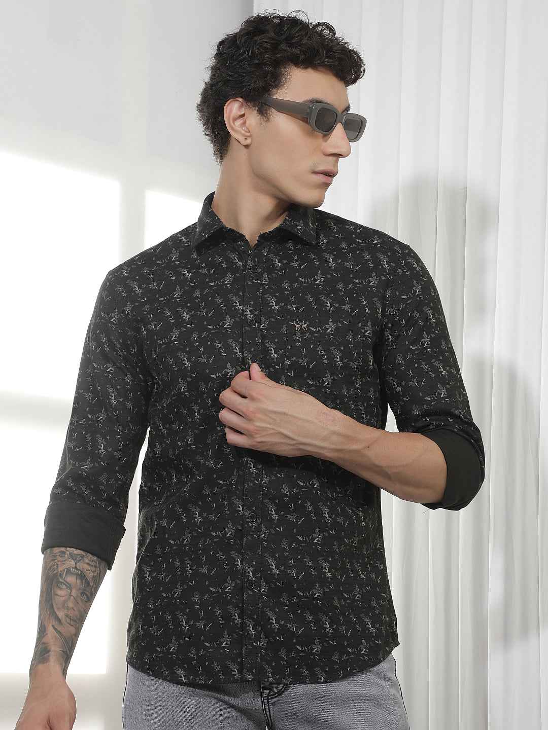 Black Floral Print Shirt