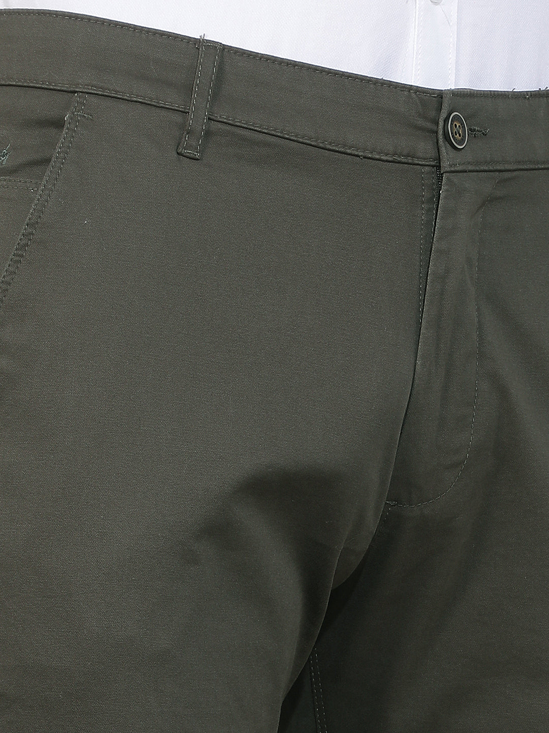Refined Deep Olive Straight Trousers