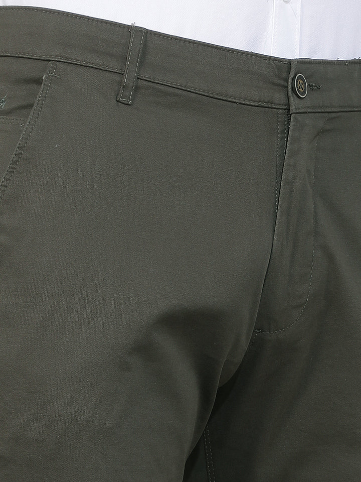 Refined Deep Olive Straight Trousers