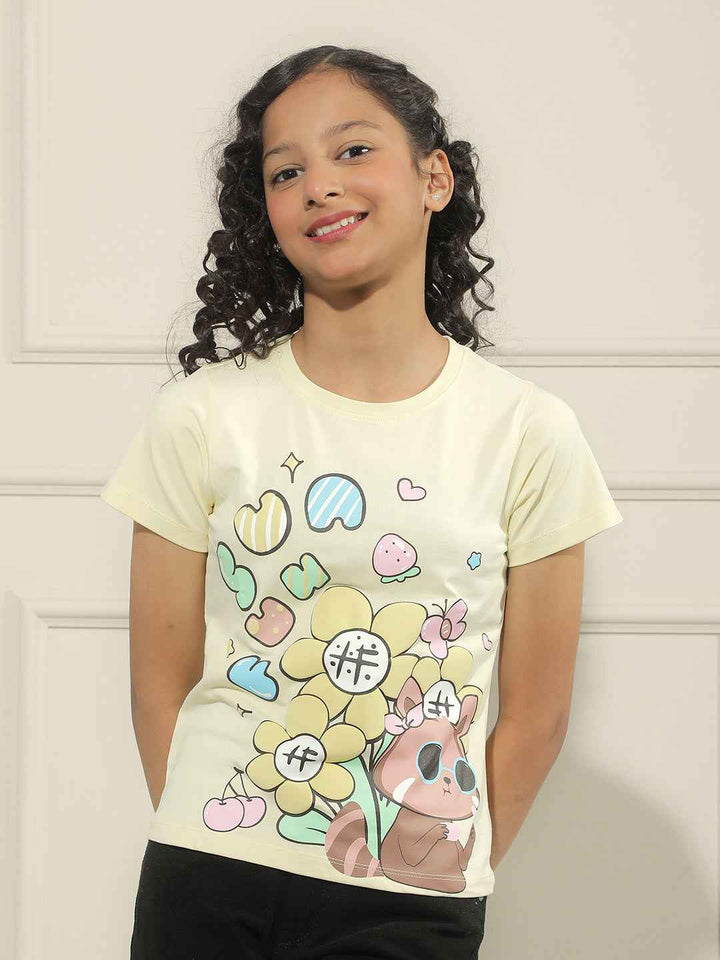 Graphic Print Yellow T-Shirt