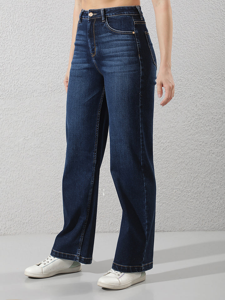 Tailored Sky Blue Wide-Leg Jeans