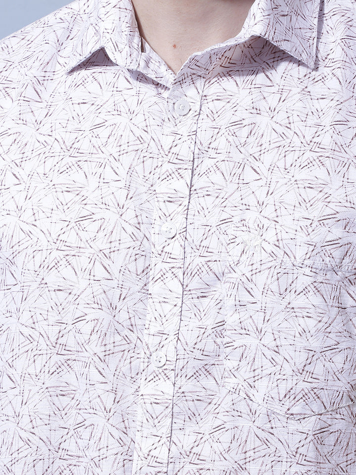 Purple Geometric Print 100% Cotton Shirt