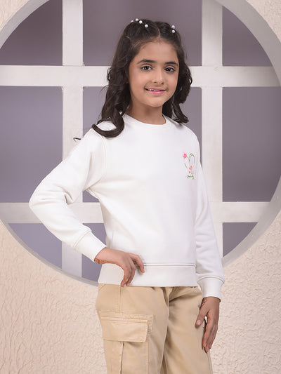 White Graphic Print Sweatshirt