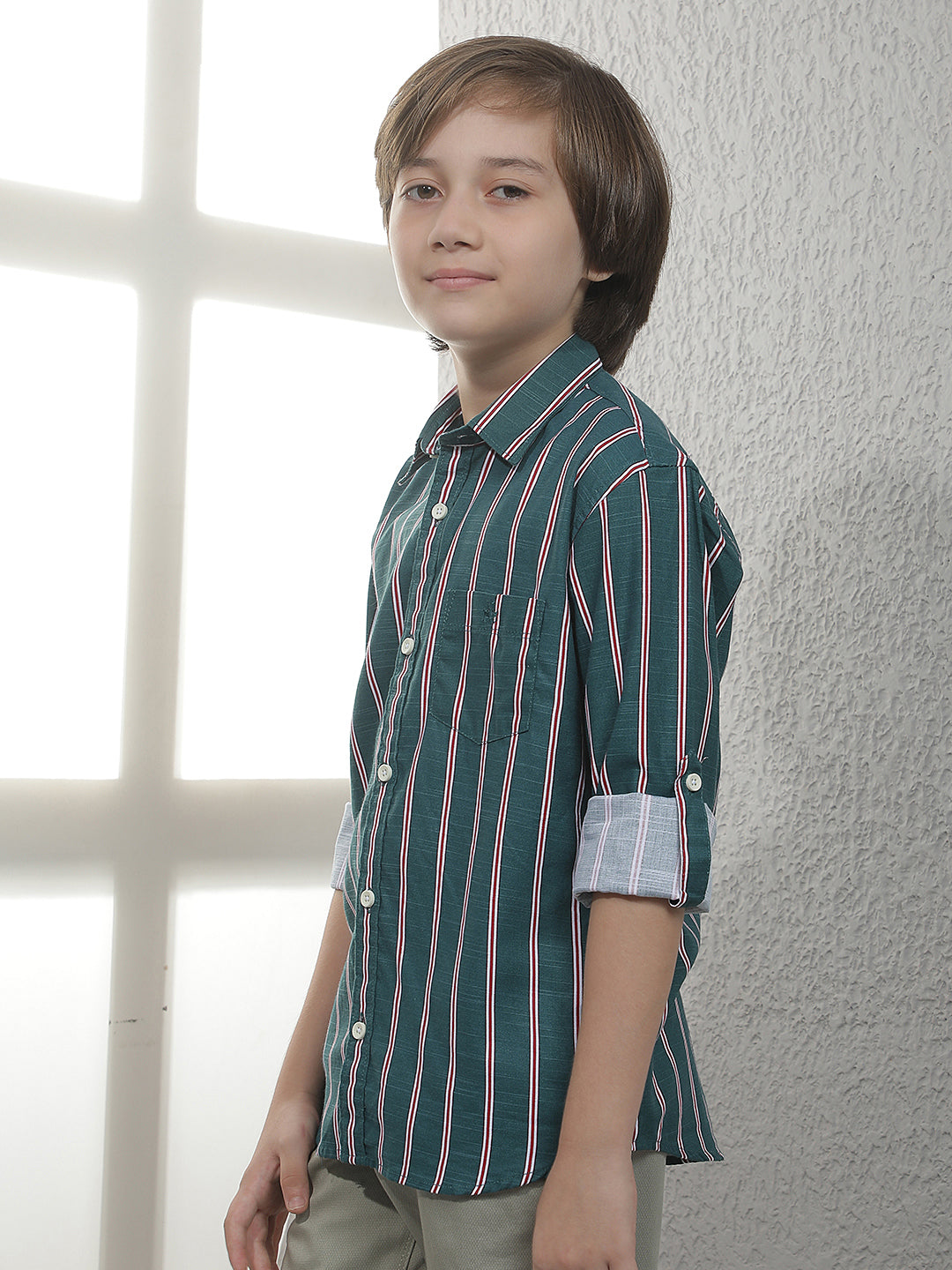 Green Vertical Stripes Shirt