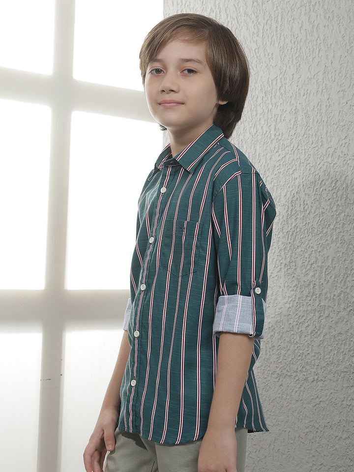 Green Vertical Stripes Shirt