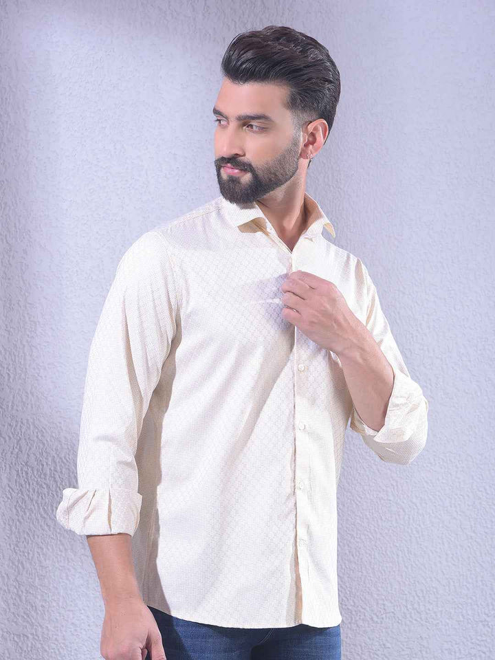 Yellow Printed 100% Cotton Shirt