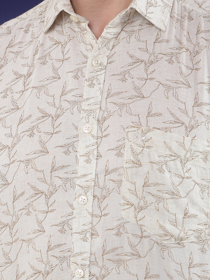 Printed Linen Beige Shirt