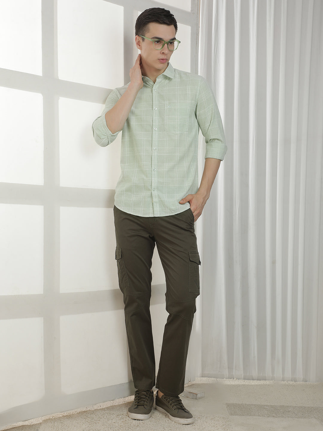 Essential Olive Green Checked Shirt