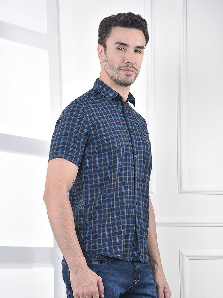Blue Checked 100% Cotton Shirt