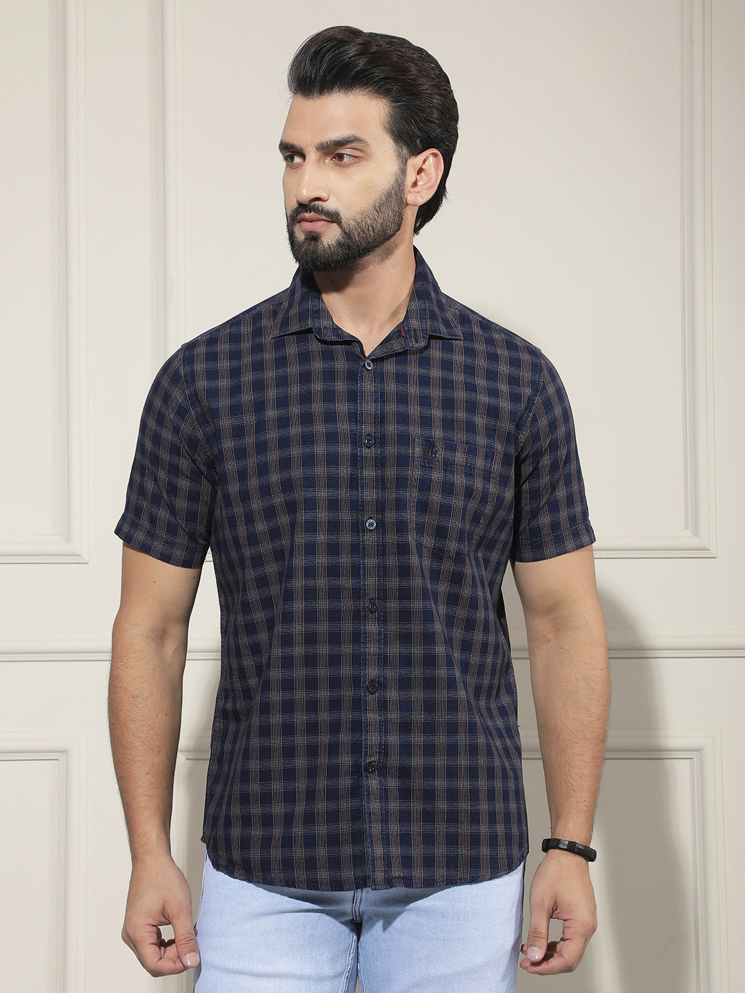 Maroon Checked 100% Cotton Shirt
