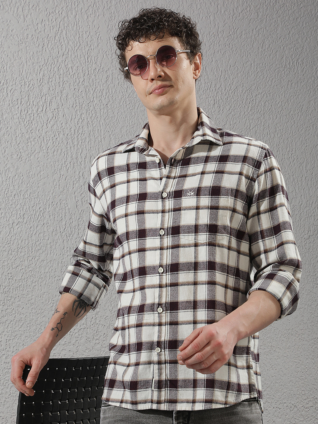 Maroon Checked 100% cotton Shirt