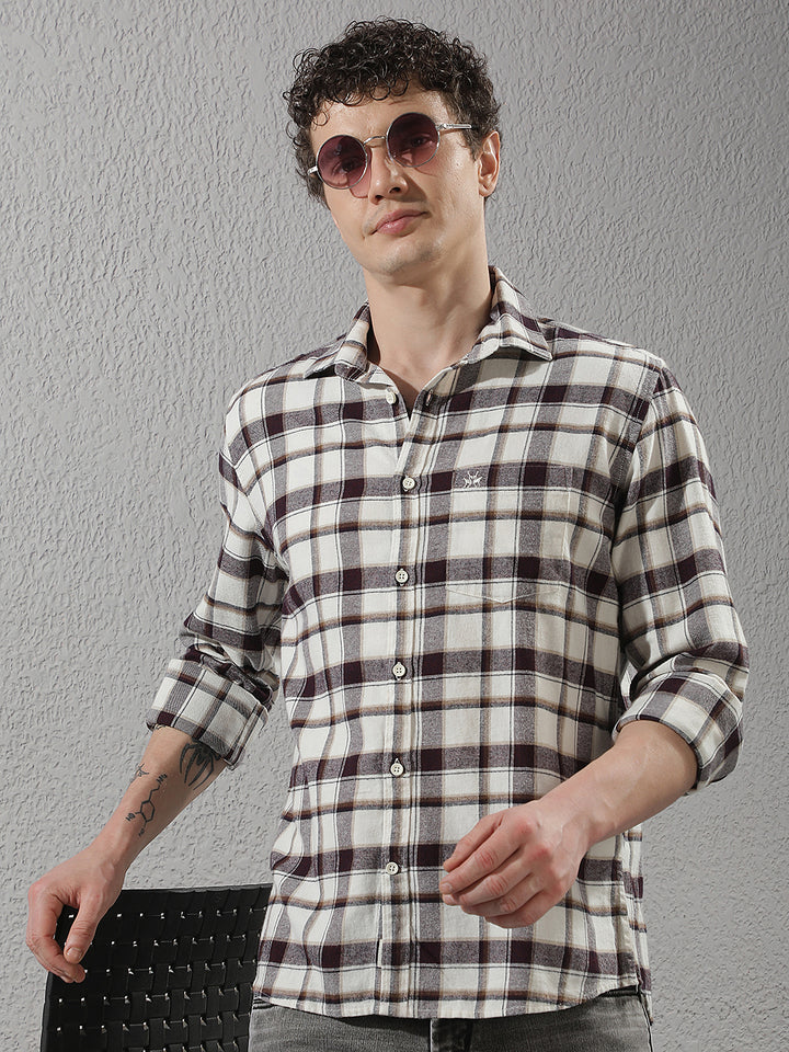 Maroon Checked 100% cotton Shirt