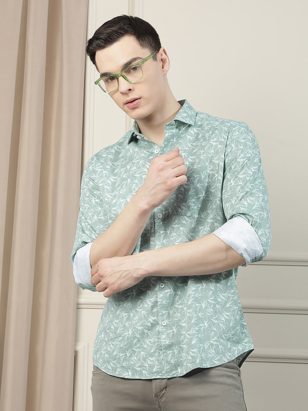 Green Floral Print Shirt