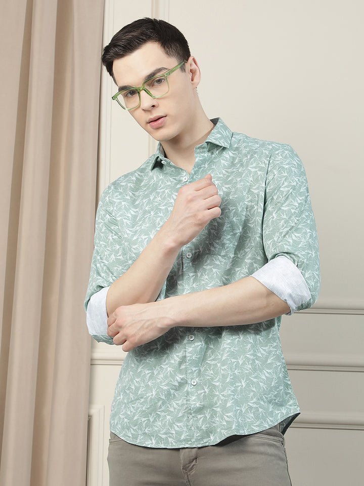 Green Floral Print Shirt