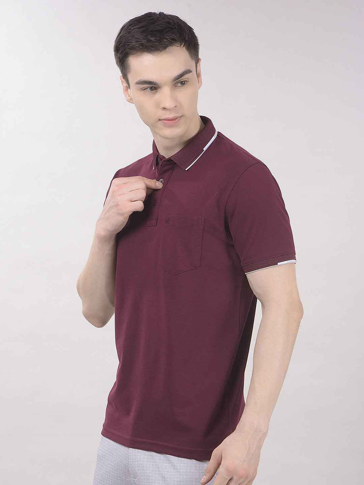 Wine Polo Neck T-Shirt