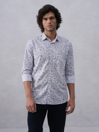 Subtle Grey Floral Print Shirt