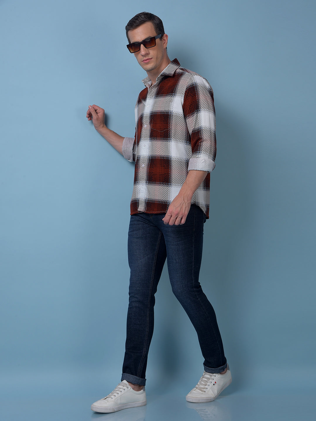 Red Printed 100% Cotton Corduroy Shirt