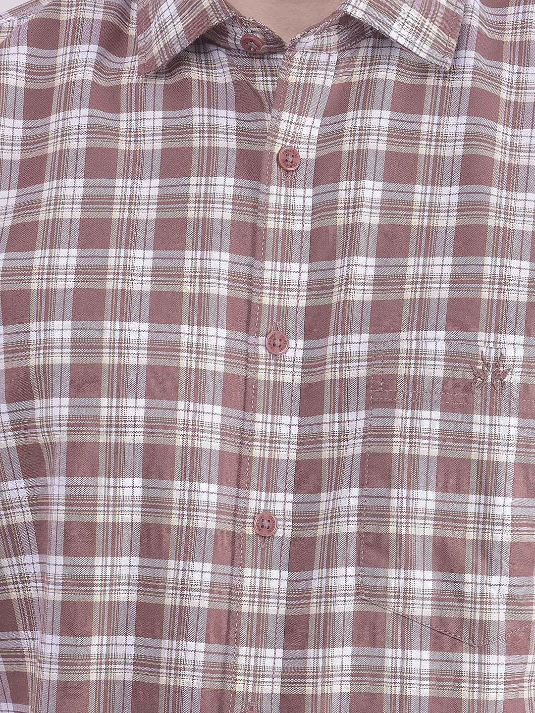100% Cotton Brown Checked Shirt
