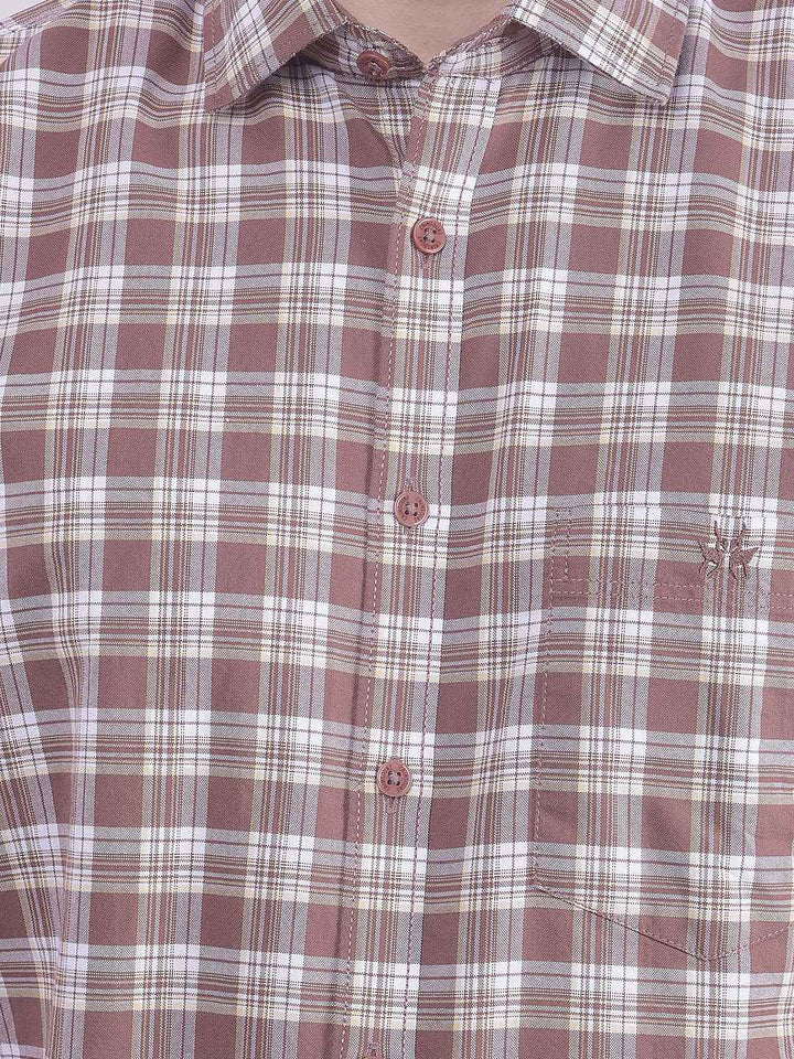 100% Cotton Brown Checked Shirt