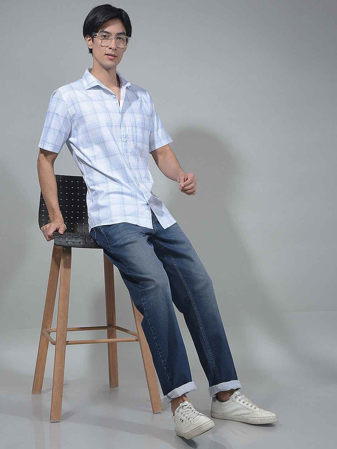 Blue Checked 100% Cotton Shirt