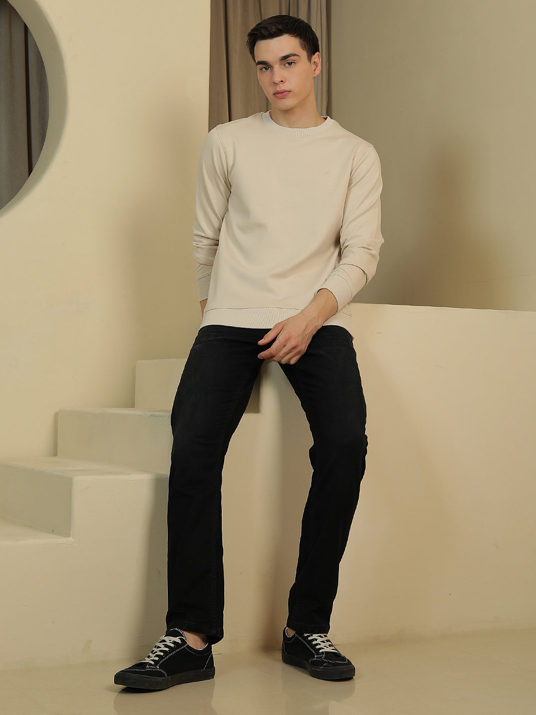 Beige Round Neck Sweatshirt