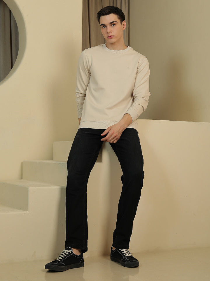 Beige Round Neck Sweatshirt