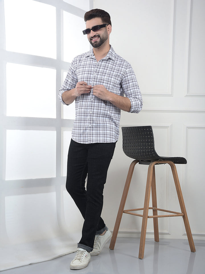 Wine Checked 100% Cotton Shirt