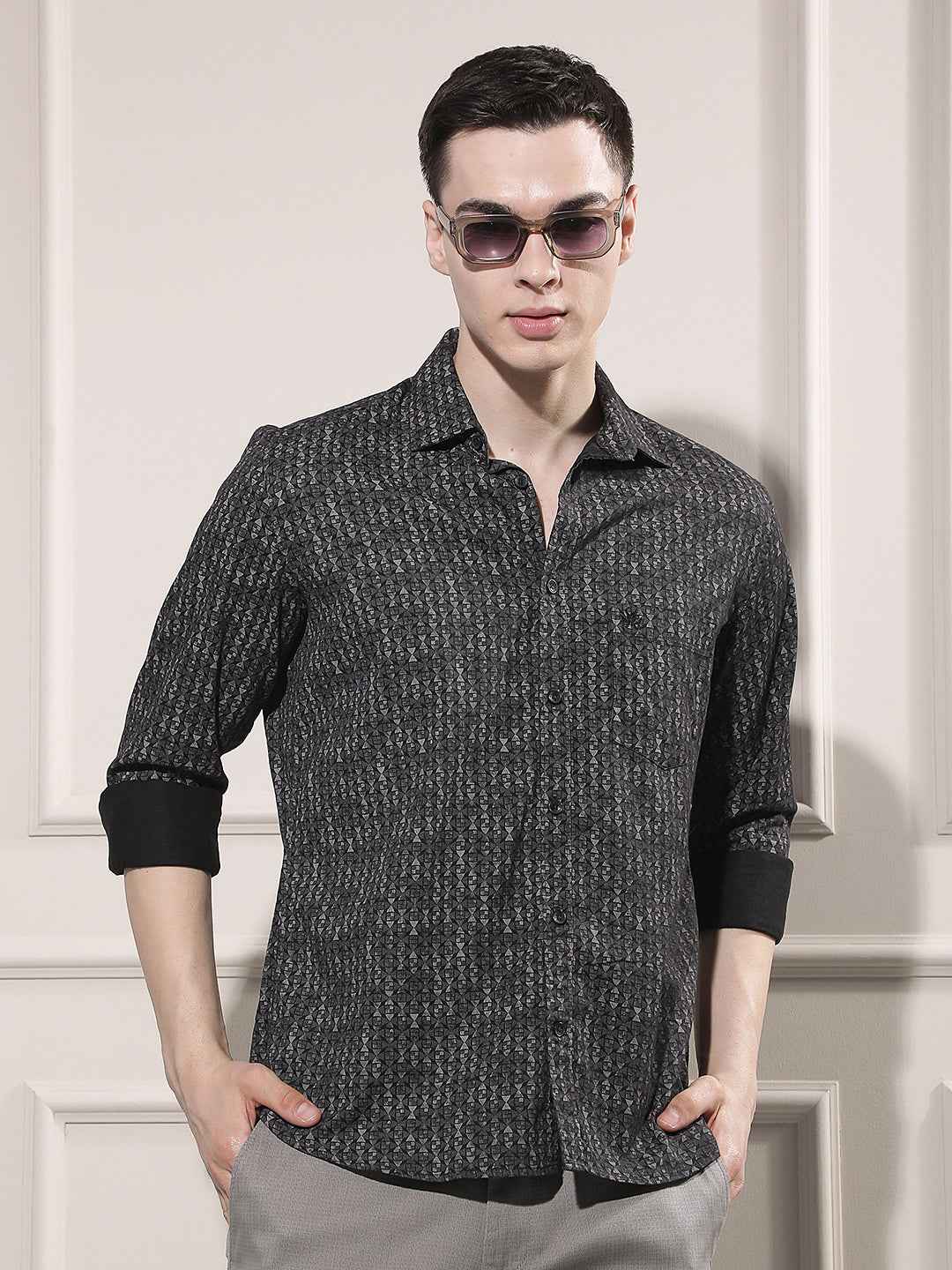 Noir Black Printed Shirt