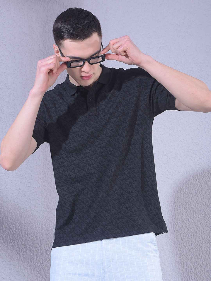 Black Printed Accent T-Shirt