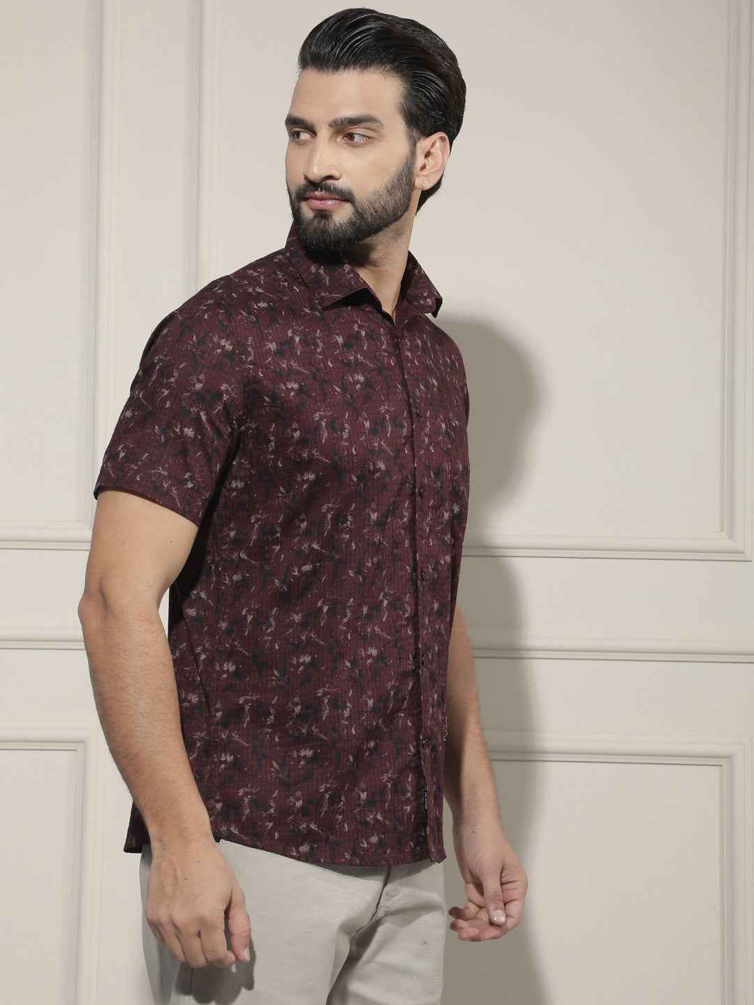 Trendy Maroon Printed Casual Shirt