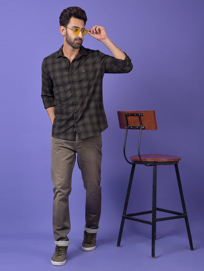 Green Checked 100% Cotton Shirt