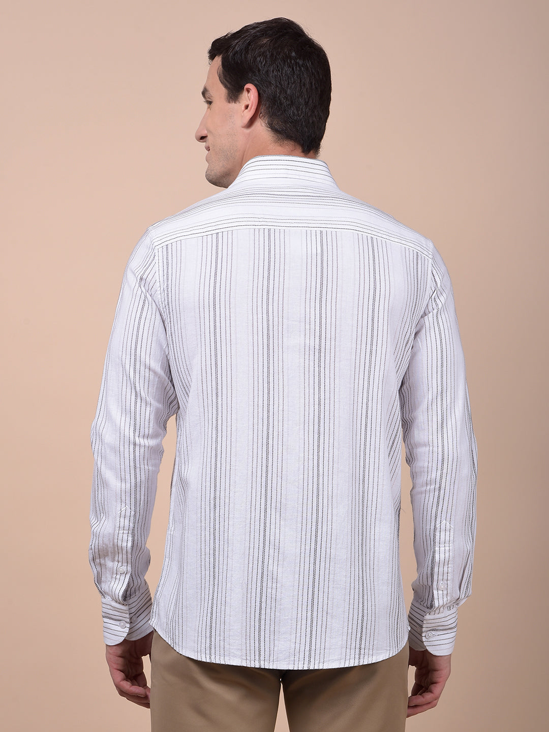 White Vertical Stripes 100% Cotton Shirt