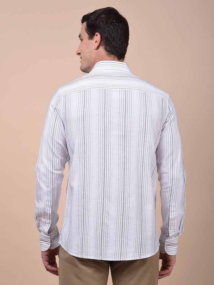 White Vertical Stripes 100% Cotton Shirt