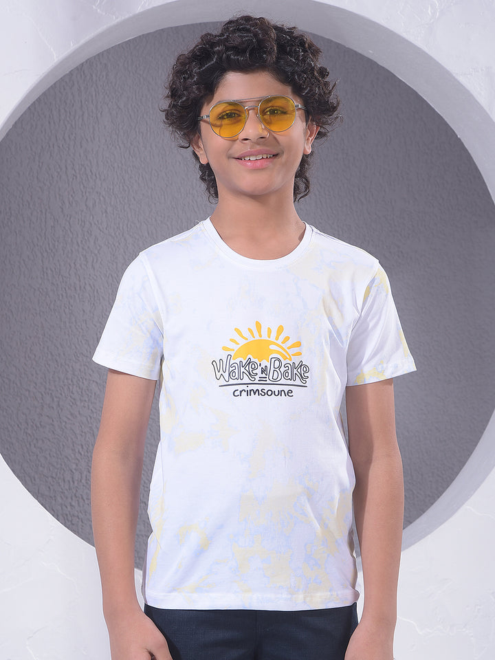 White Printed T-Shirt-Boys T-Shirts-Crimsoune Club
