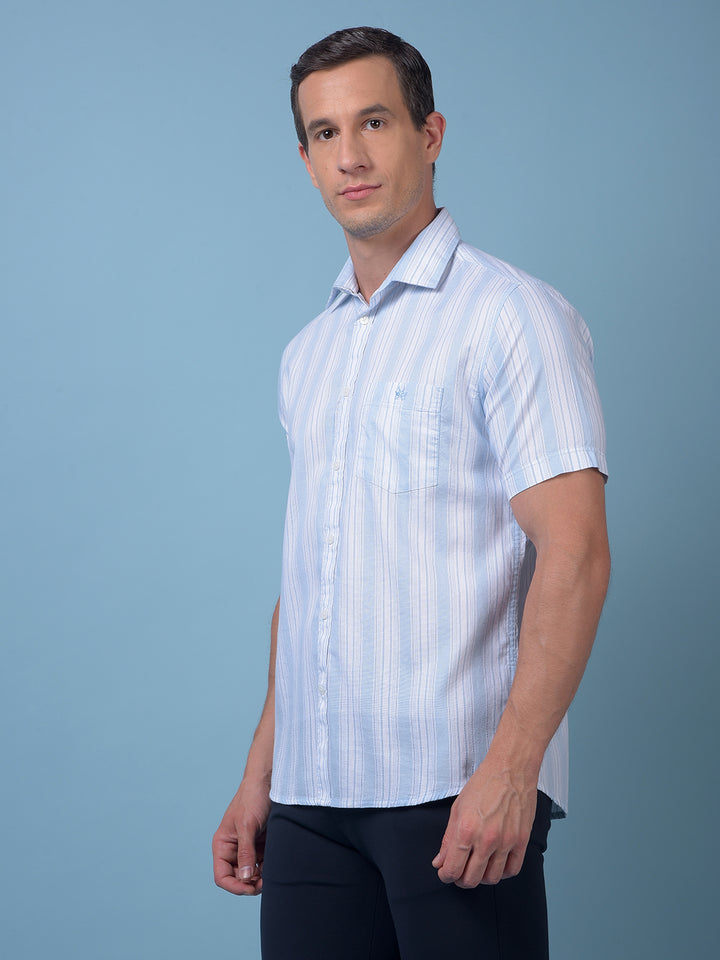 Blue Vertical Stripes 100% Cotton Shirt