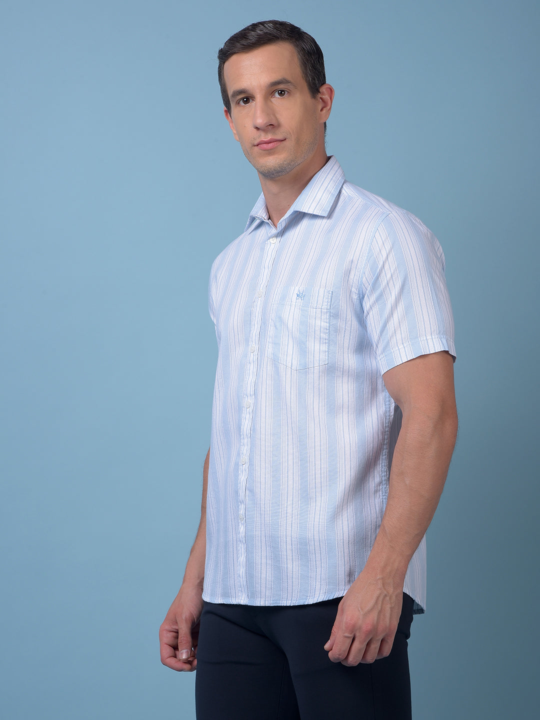 Blue Vertical Stripes 100% Cotton Shirt