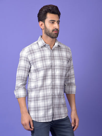 Grey Checked 100% Cotton Shirt