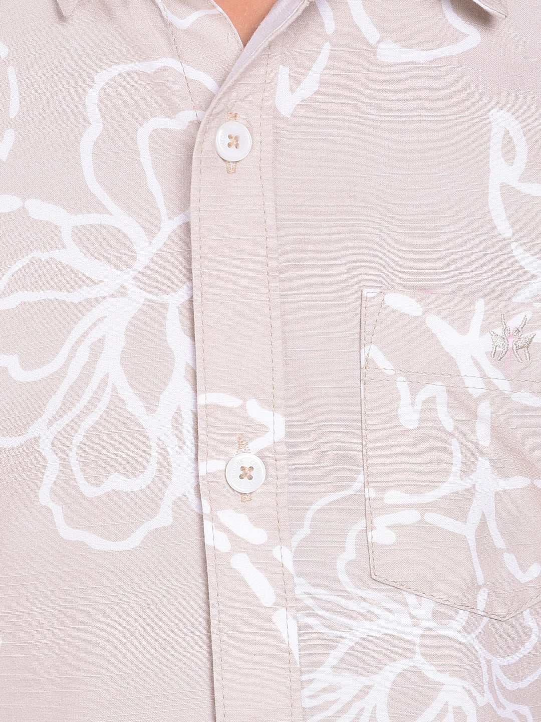 Beige Floral Print Shirt