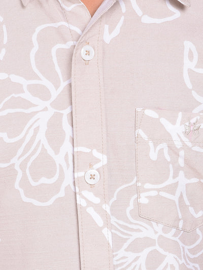 Beige Floral Print Shirt