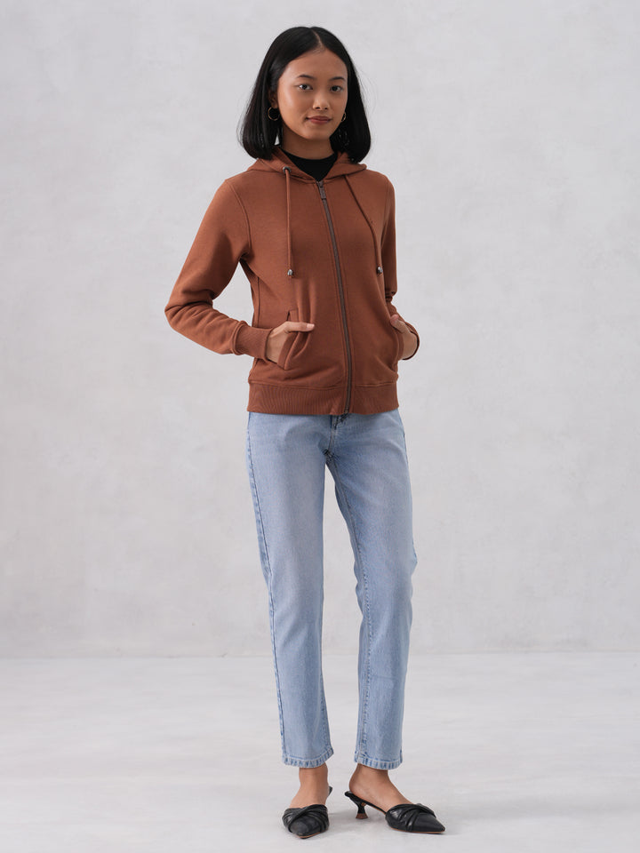 Brown Hooded Neck Sweatshirt