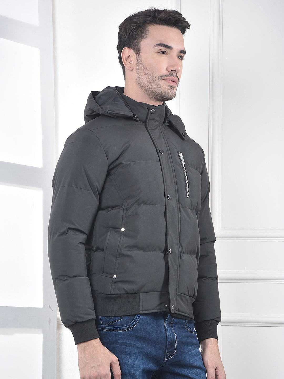 Black Hooded Padded Jacket