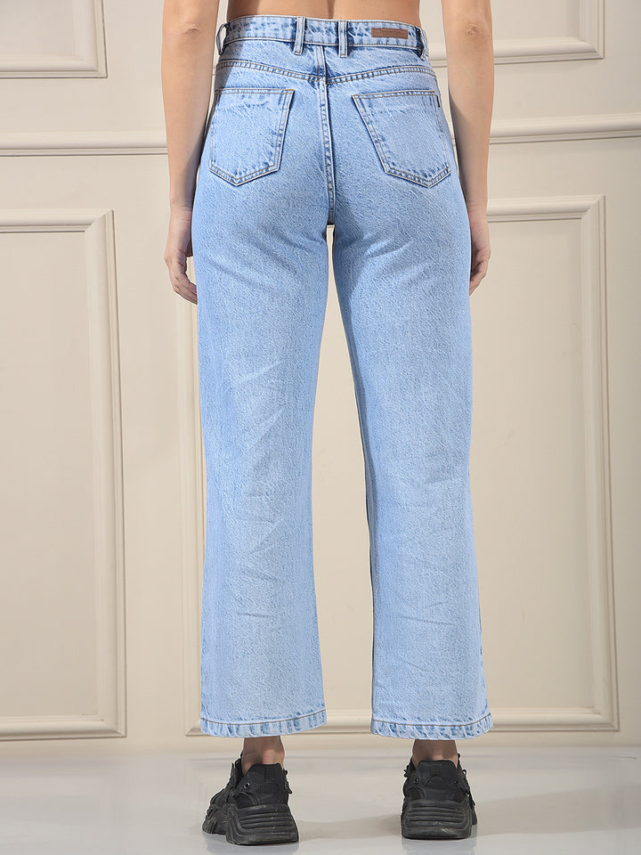 Blue 100% cotton Wide Leg Jeans