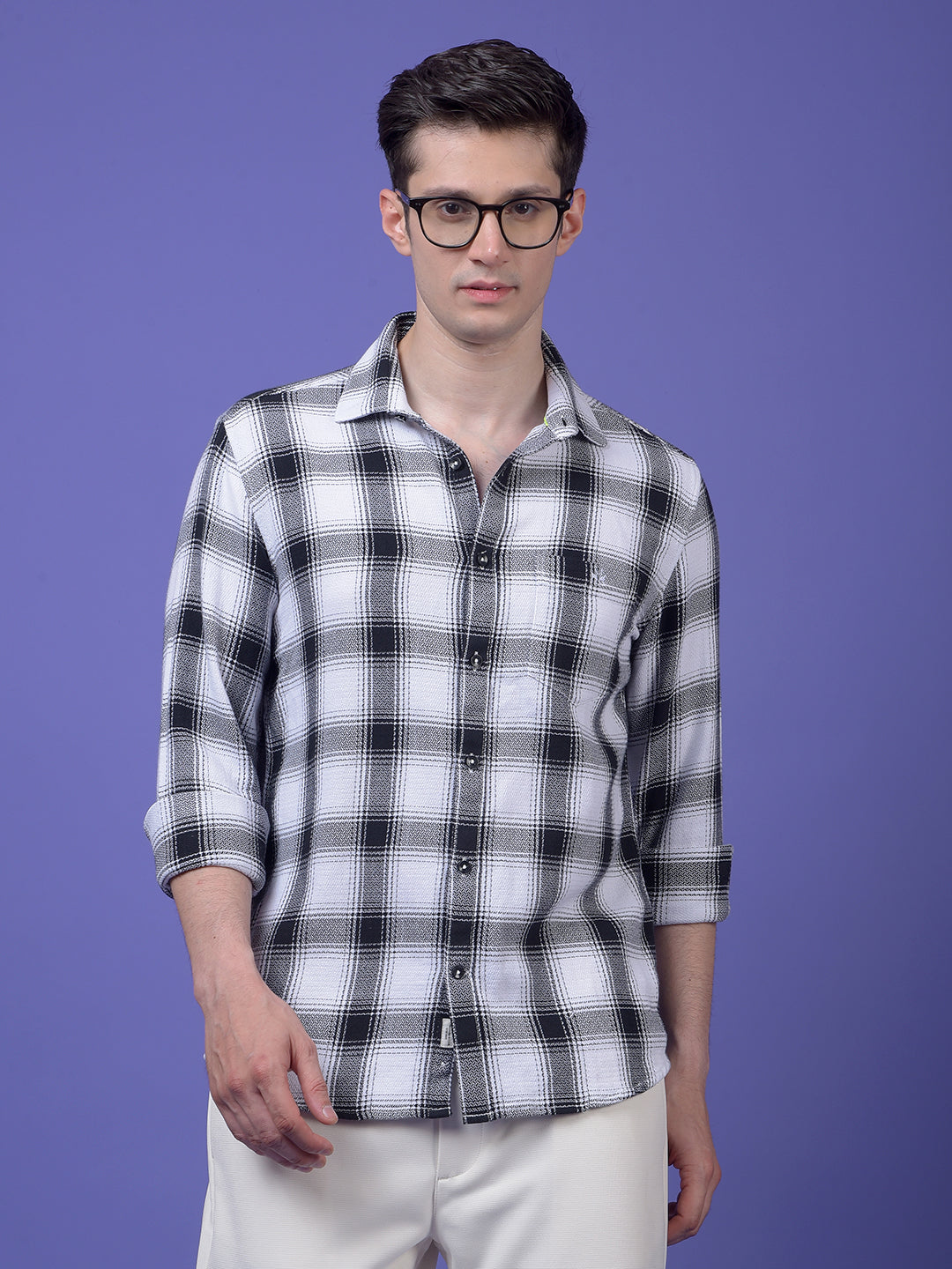 White Checked 100% Cotton Shirt