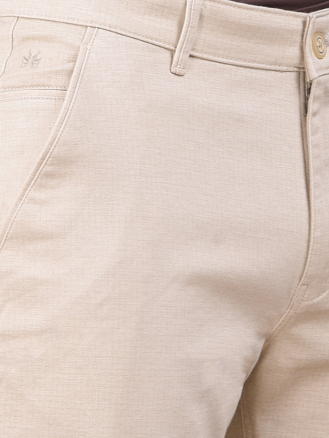 Beige Printed Trousers