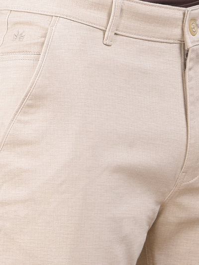 Beige Printed Trousers