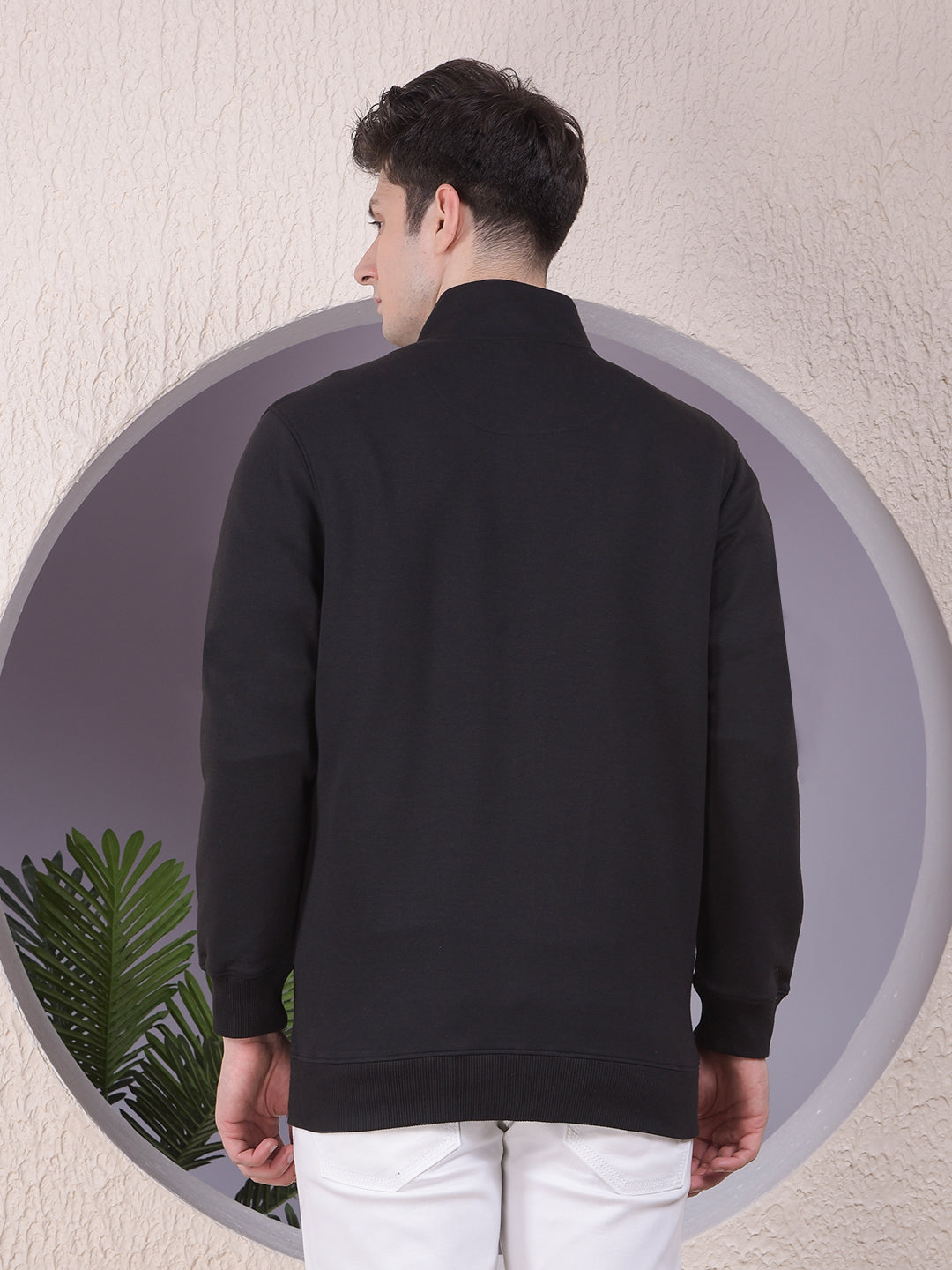 Solid Zip High Neck Jacket