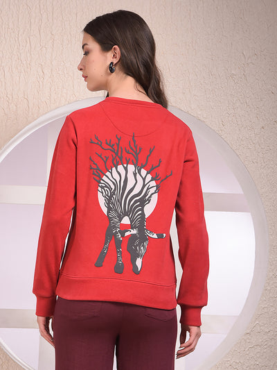 Red Typographic Print Sweatshirt