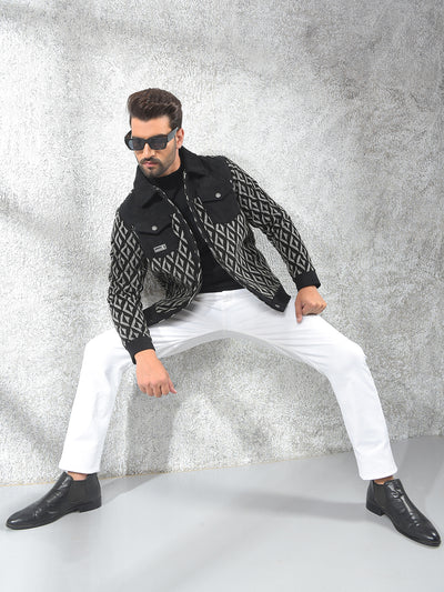 Breathable Black Jacquard Shacket