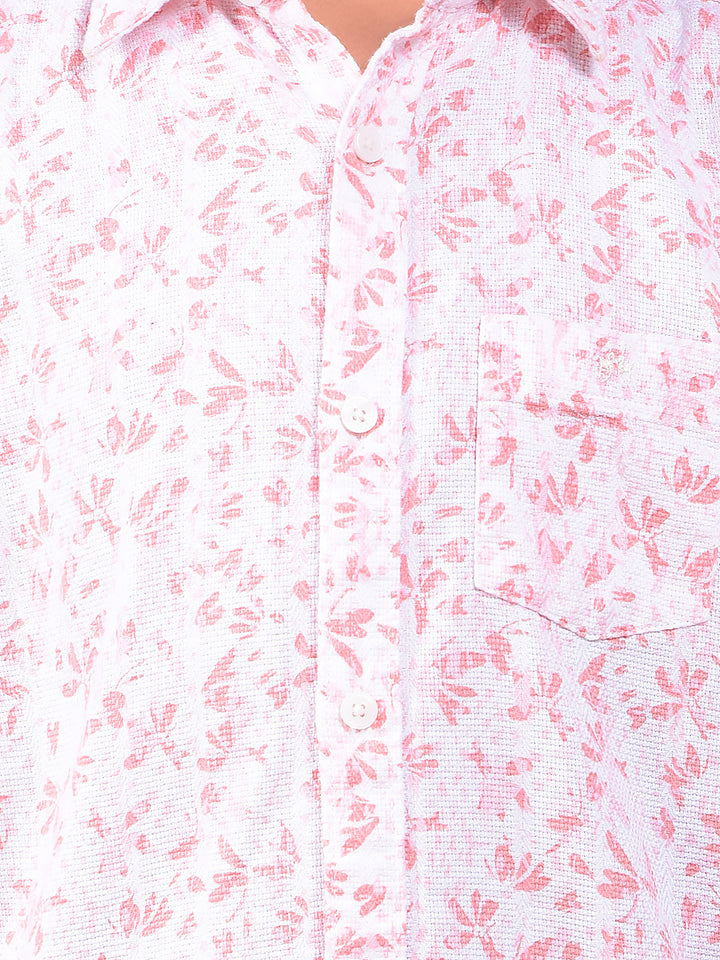 Peach Floral Print 100% Cotton Shirt