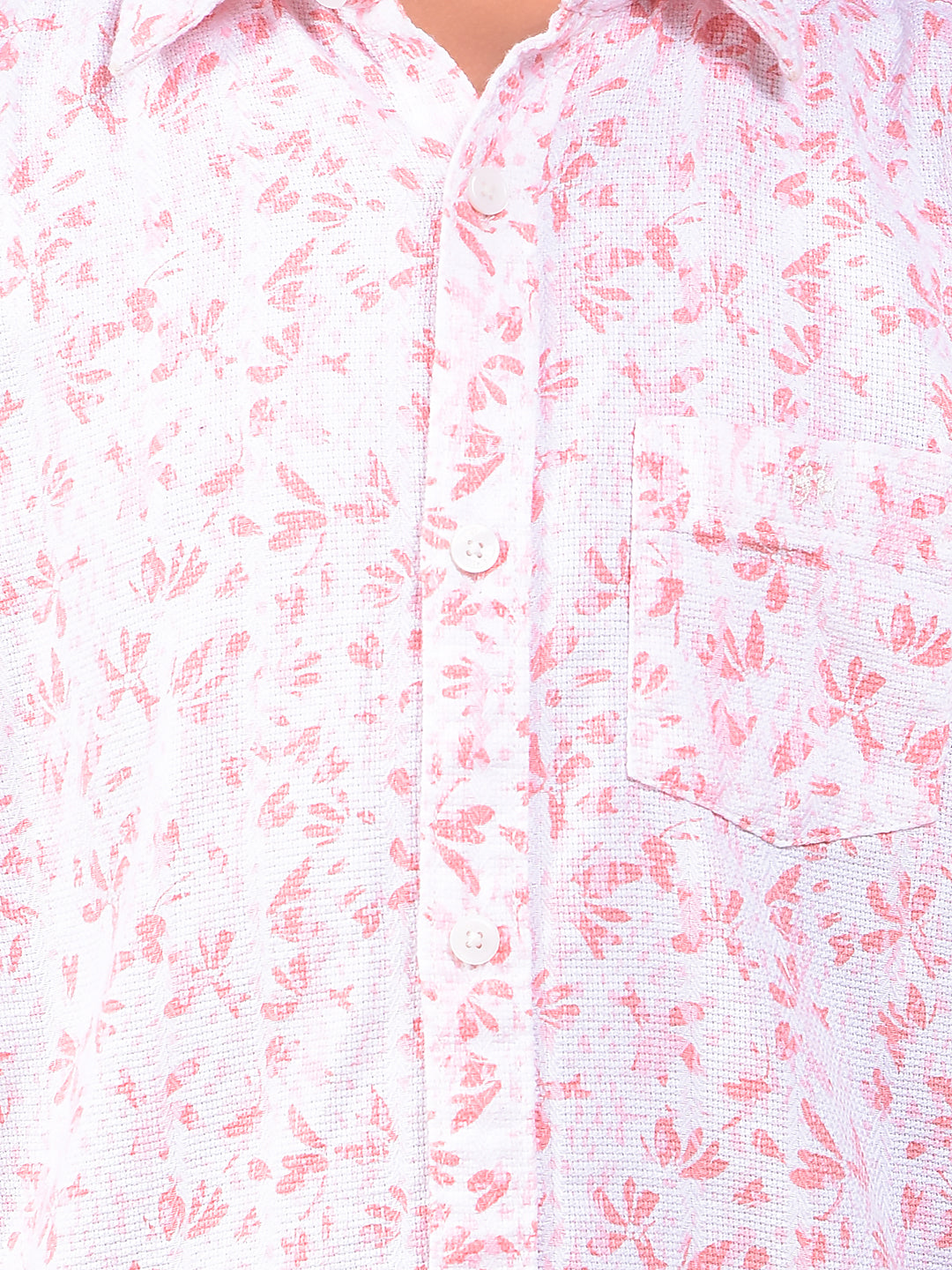 Peach Floral Print 100% Cotton Shirt